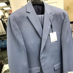 Calvin Klein baby blue suit .... very classy